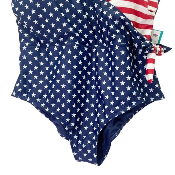 NWT Outdoor Oasis Size 1X One Piece Swimsuit Stars & Stripes USA Flag July 4th - Picture 9 of 15